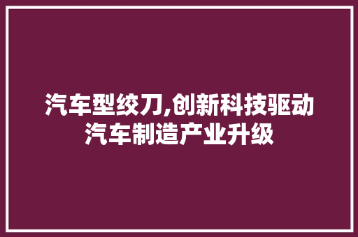汽车型绞刀,创新科技驱动汽车制造产业升级 蓄电池配件