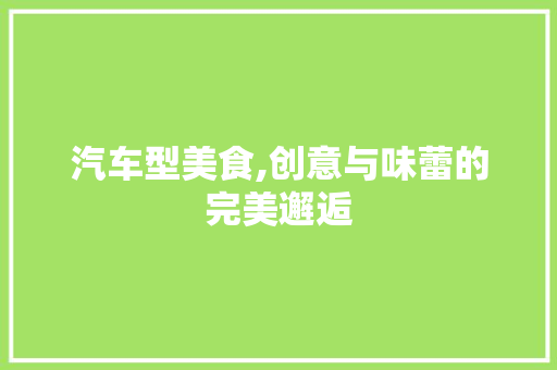 汽车型美食,创意与味蕾的完美邂逅