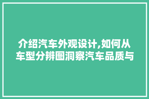 介绍汽车外观设计,如何从车型分辨图洞察汽车品质与风格