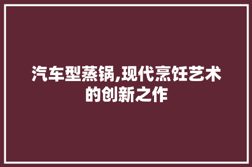 汽车型蒸锅,现代烹饪艺术的创新之作