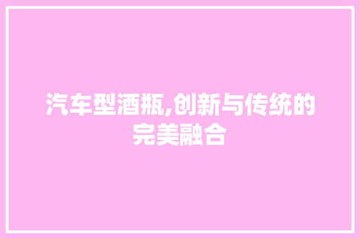 汽车型酒瓶,创新与传统的完美融合 新款车型
