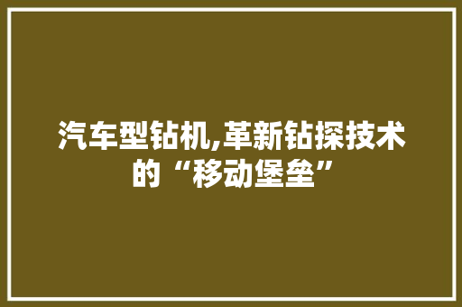 汽车型钻机,革新钻探技术的“移动堡垒” 新能源汽车