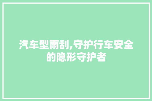 汽车型雨刮,守护行车安全的隐形守护者