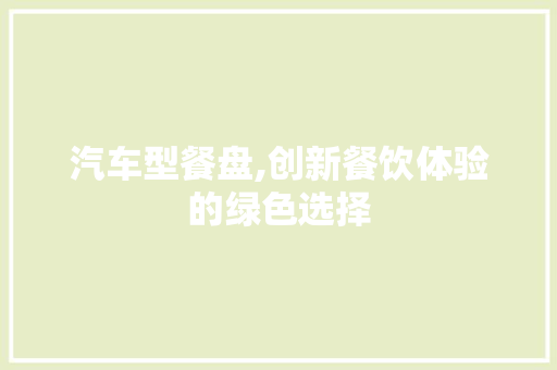 汽车型餐盘,创新餐饮体验的绿色选择