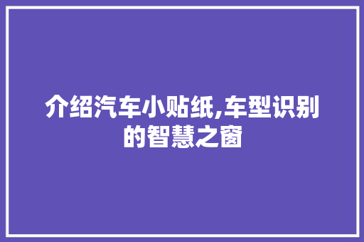 介绍汽车小贴纸,车型识别的智慧之窗