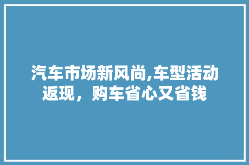 汽车市场新风尚,车型活动返现，购车省心又省钱