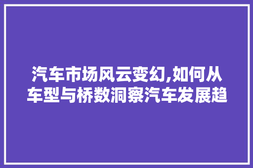 汽车市场风云变幻,如何从车型与桥数洞察汽车发展趋势