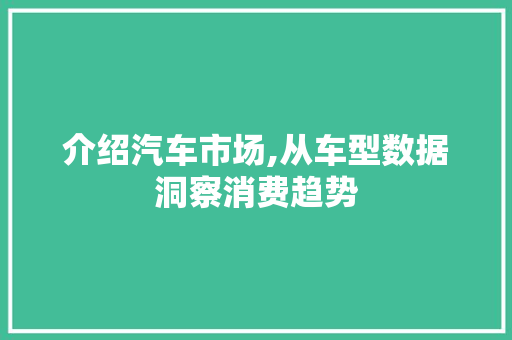 介绍汽车市场,从车型数据洞察消费趋势