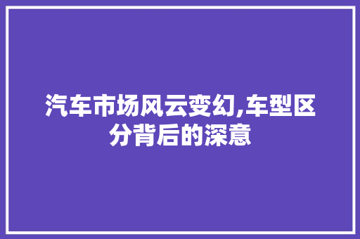 汽车市场风云变幻,车型区分背后的深意