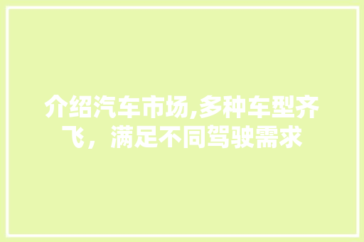 介绍汽车市场,多种车型齐飞，满足不同驾驶需求