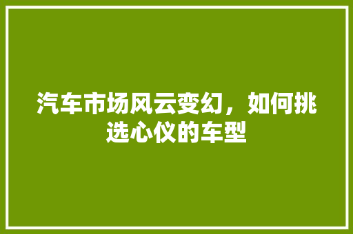 汽车市场风云变幻，如何挑选心仪的车型