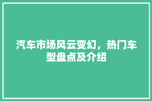 汽车市场风云变幻，热门车型盘点及介绍