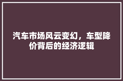 汽车市场风云变幻，车型降价背后的经济逻辑