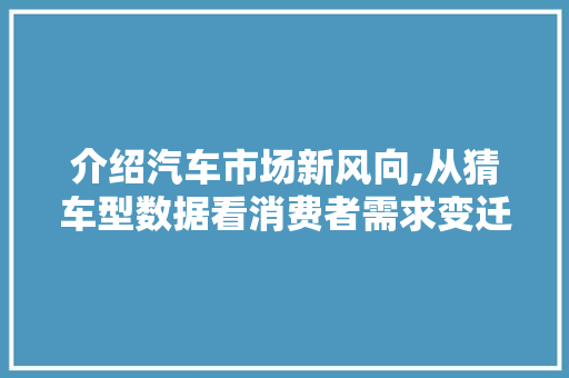 介绍汽车市场新风向,从猜车型数据看消费者需求变迁 车身配件