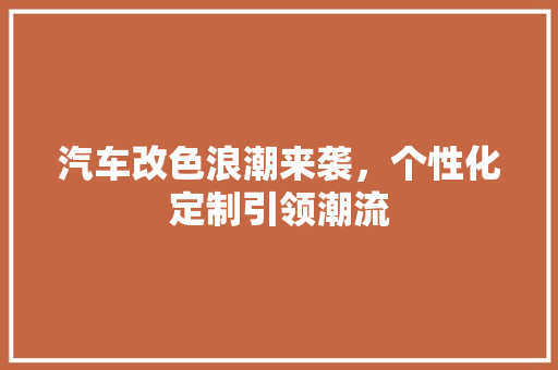 汽车改色浪潮来袭，个性化定制引领潮流