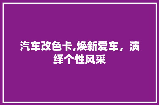 汽车改色卡,焕新爱车，演绎个性风采