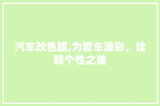 汽车改色膜,为爱车添彩，诠释个性之美