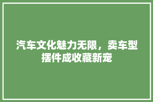 汽车文化魅力无限，卖车型摆件成收藏新宠