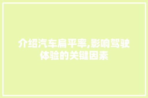 介绍汽车扁平率,影响驾驶体验的关键因素