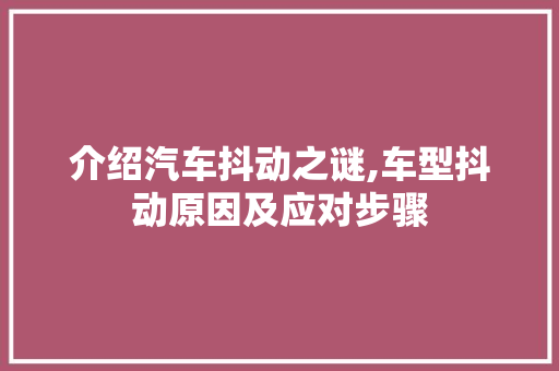 介绍汽车抖动之谜,车型抖动原因及应对步骤 车身配件