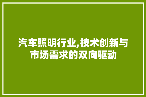 汽车照明行业,技术创新与市场需求的双向驱动
