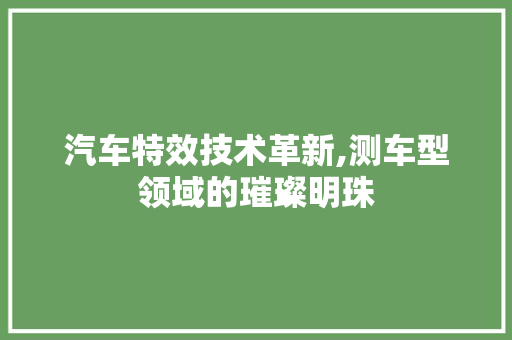 汽车特效技术革新,测车型领域的璀璨明珠