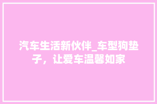 汽车生活新伙伴_车型狗垫子，让爱车温馨如家
