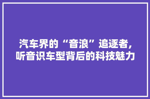 汽车界的“音浪”追逐者,听音识车型背后的科技魅力