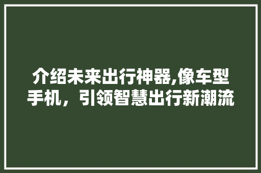 介绍未来出行神器,像车型手机，引领智慧出行新潮流