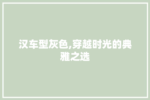 汉车型灰色,穿越时光的典雅之选
