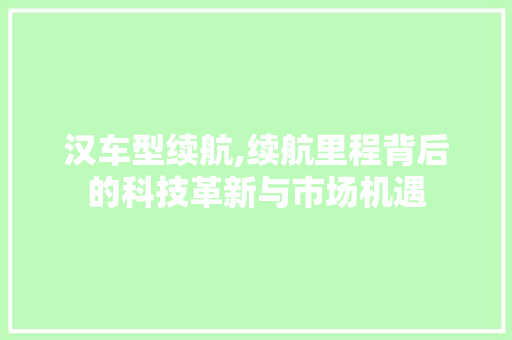 汉车型续航,续航里程背后的科技革新与市场机遇