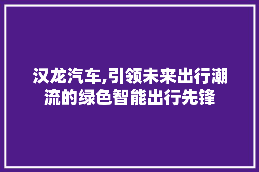 汉龙汽车,引领未来出行潮流的绿色智能出行先锋