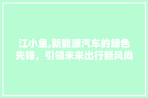 江小鱼,新能源汽车的绿色先锋，引领未来出行新风尚