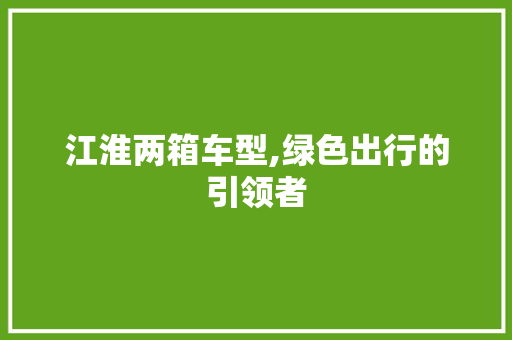 江淮两箱车型,绿色出行的引领者