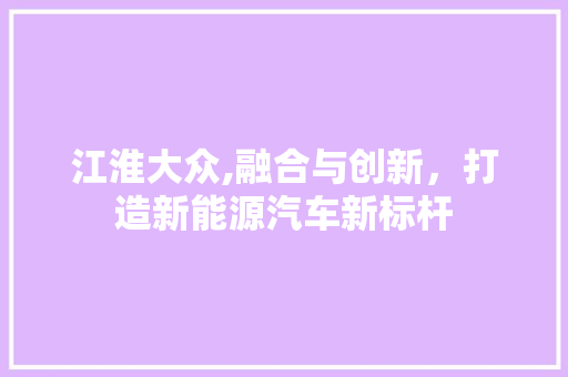 江淮大众,融合与创新，打造新能源汽车新标杆