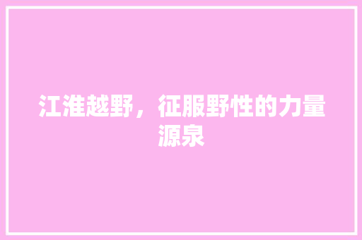 江淮越野，征服野性的力量源泉