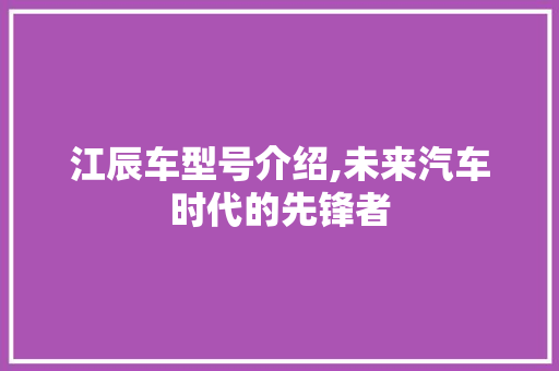 江辰车型号介绍,未来汽车时代的先锋者