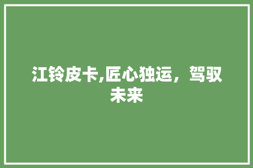 江铃皮卡,匠心独运，驾驭未来