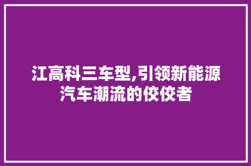 江高科三车型,引领新能源汽车潮流的佼佼者