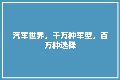 汽车世界，千万种车型，百万种选择
