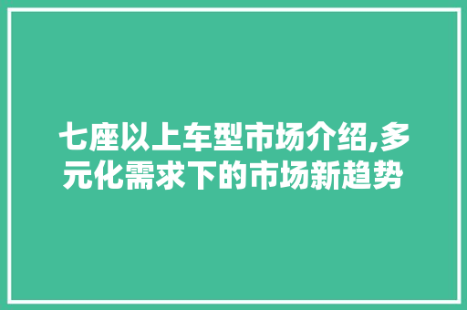 七座以上车型市场介绍,多元化需求下的市场新趋势