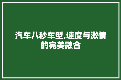 汽车八秒车型,速度与激情的完美融合