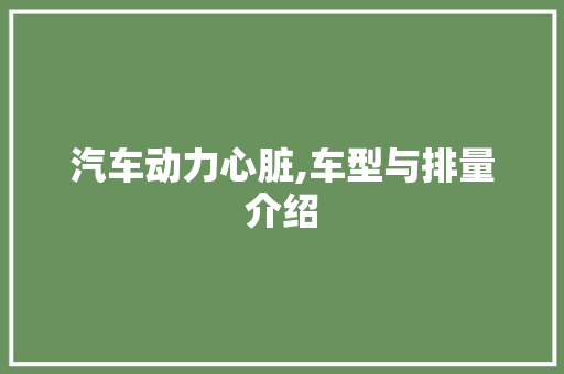 汽车动力心脏,车型与排量介绍