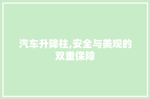 汽车升降柱,安全与美观的双重保障