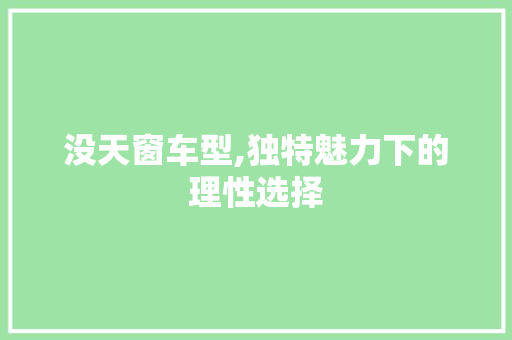没天窗车型,独特魅力下的理性选择