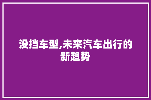 没挡车型,未来汽车出行的新趋势