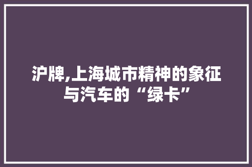 沪牌,上海城市精神的象征与汽车的“绿卡”