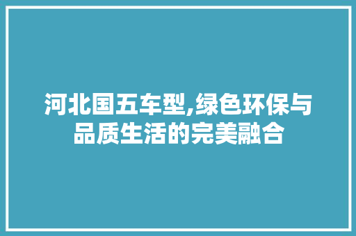 河北国五车型,绿色环保与品质生活的完美融合