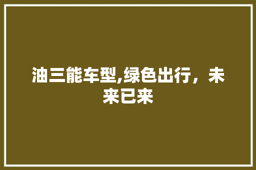 油三能车型,绿色出行，未来已来