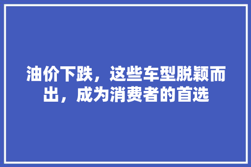 油价下跌，这些车型脱颖而出，成为消费者的首选